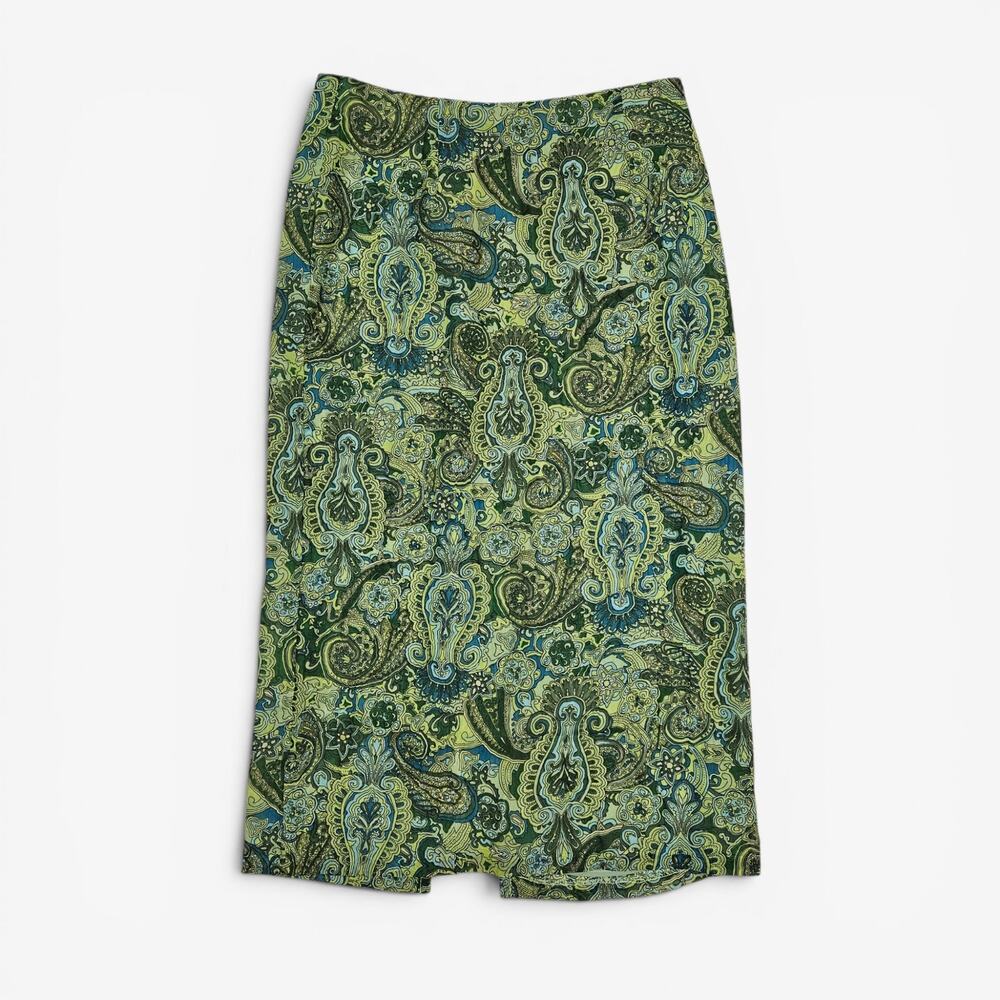 Y2k Paisley Skirt Boho Fairycore Green Maxi Pink Clio - Size 12